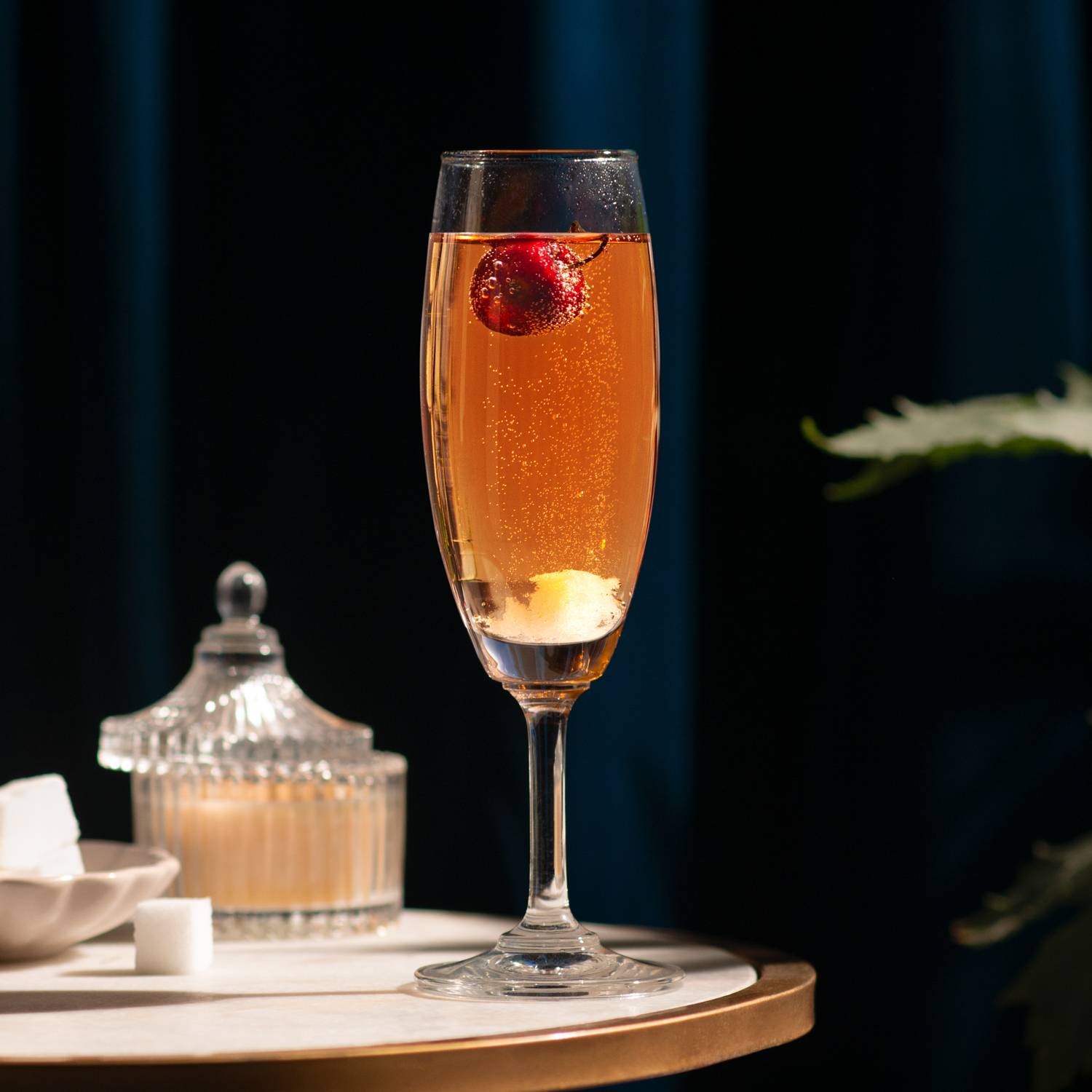 Champagne Cocktail with Sugared Cranberries